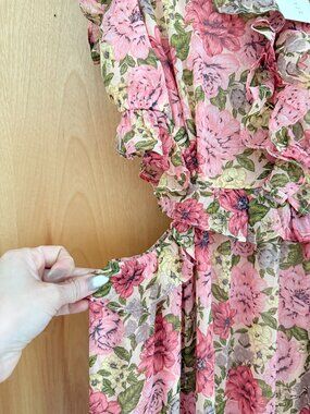 Moon River Floral Cut-Out Dress- Size Small